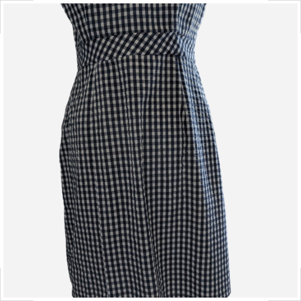 J. Crew Navy and White Gingham Midi Dress - Picture 7 of 14